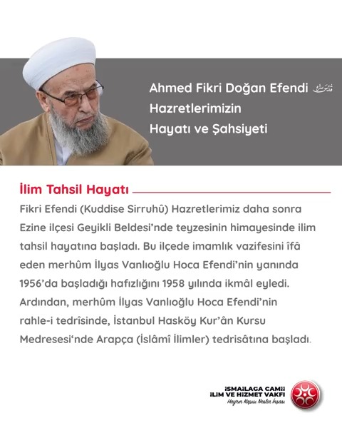 Ahmed Fikri Doğan Efendi (Kuddise Sirruhû) Hazretlerimizin Hayatı ve Şahsiyeti (🔊)