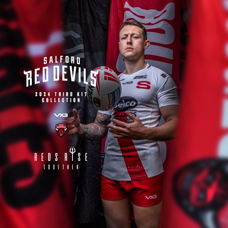 💫 Woven into the fabric of the club 𝙛𝙤𝙧𝙚𝙫𝙚𝙧... Introducing the Salford Red Devils third kit collection! 👹 #RedsRiseTogether