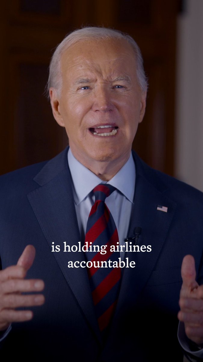 Too often, airlines drag their feet on refunds or rip folks off with junk fees. It's time Americans got a better deal. Today, my Administration is requiring that airlines provide automatic refunds to passengers when they're owed, and protect them from surprise fees.