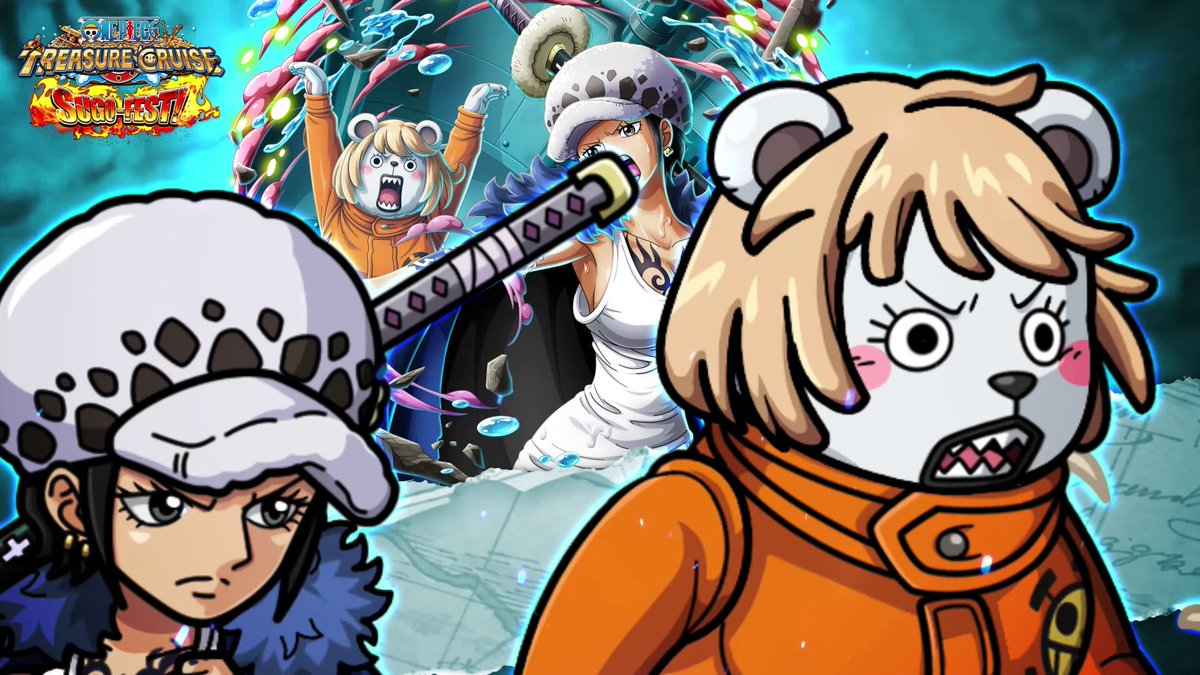 10th Anniversary Countdown Sugo-Fest! Celebration! 🎉 Featuring Law &amp; Bepo, Kid &amp; Killer, Shachi &amp; Penguin, Jean Bart and Hakugan. Repost &amp; Like this post 10,000 (JP &amp; GLB) to receive 30 Rainbow Gems! ✨ Ends April 27 18:59 PST #ONEPIECE #OPTC #OPTC10th