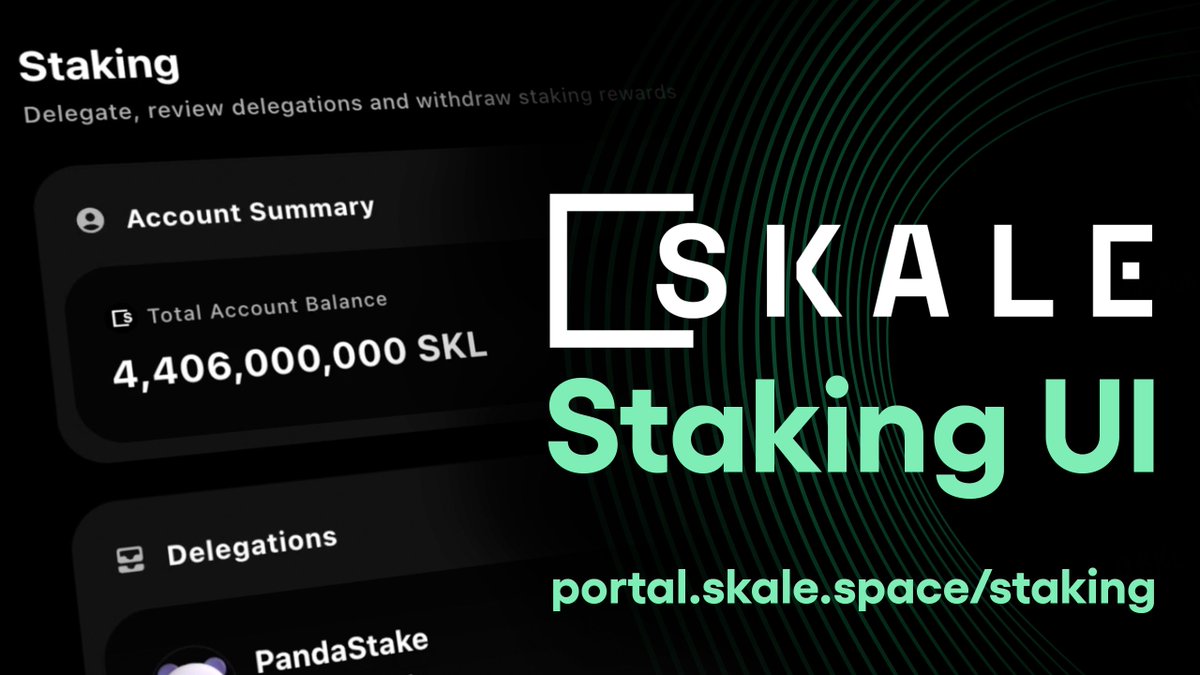 The SKALE Staking UI is now live as part of the SKALE Portal V2.2 release! 🔒 It is now easier than ever for any SKL holder to stake their tokens, in just a few clicks. Watch the video guide below and stake your SKL via the SKALE Portal: 👉