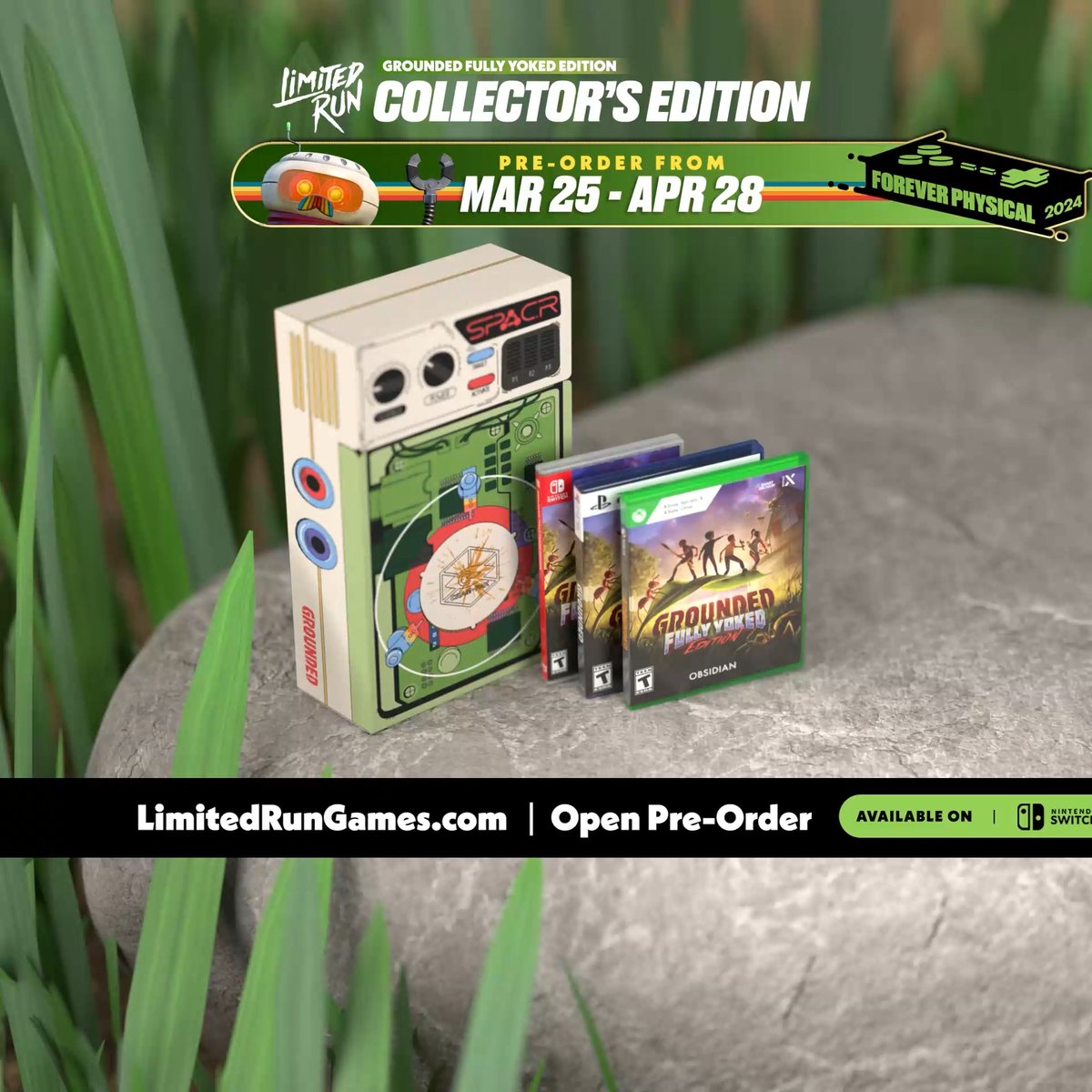ENDING SOON! Take home the Collector's Edition set for Grounded: Fully Yoked Edition at Limited Run Games before pre-orders close on April 28th! ⚡ Pre-order here: 🎲 Raw Science Dice Set 📔 Grounded Artbook 🔊 USB Cassette Tape Soundtrack ... AND MORE!