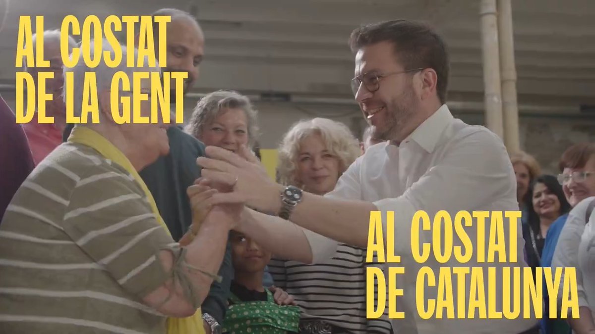 Nosaltres, on hem estat sempre. Al costat de la gent🧑🤝🧑. Al costat de Catalunya✊ Per un finançament just, pel referèndum, per més lloguer social i per acabar amb la repressió. Per tot això, i més, Esquerra Republicana! #12M #GuanyaCatalunya #PresidentAragonès