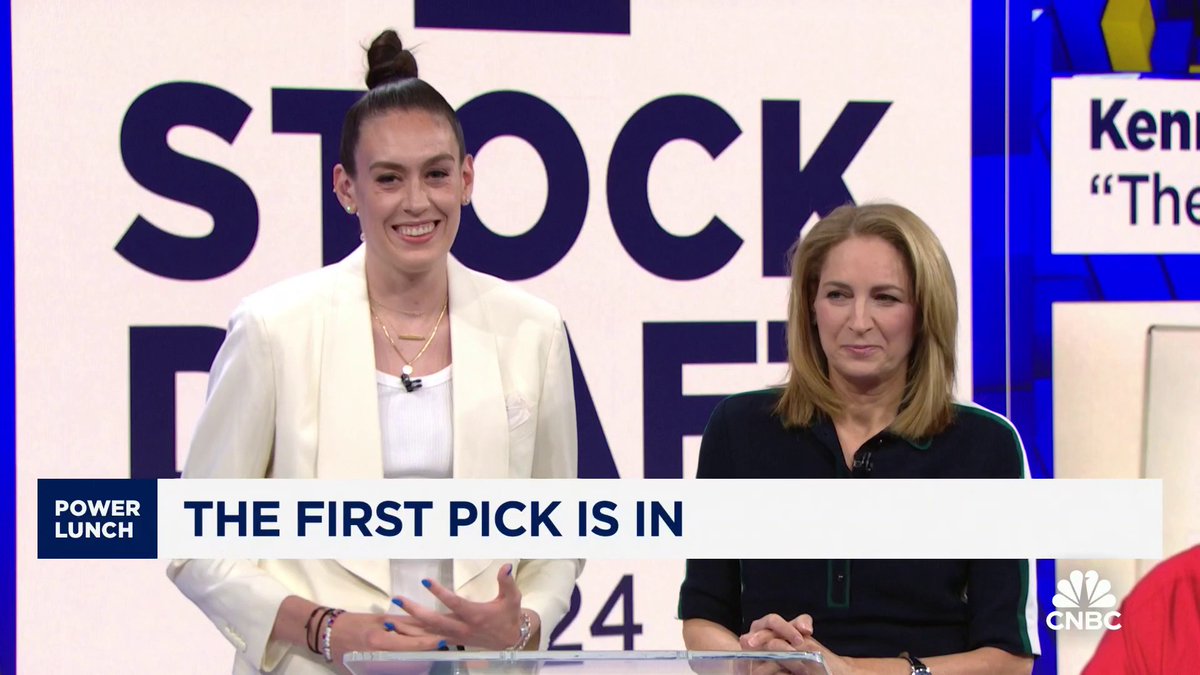 The first pick in the 2024 CNBC Stock Draft, WNBA's Stewie of the New York Liberty & Fast Money Trader Karen Finerman Team "Money Machine$", picks $META #cnbcstockdraft