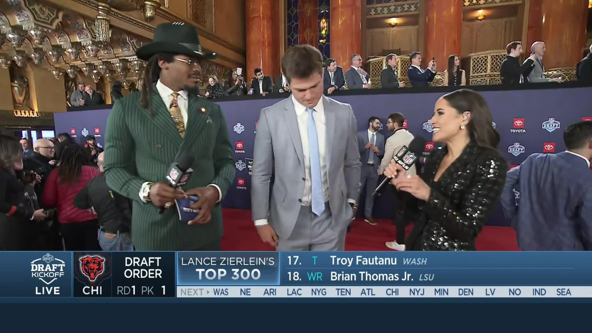 "He's my MVP." ❤️ Drake Maye got a little surprise on the red carpet when he got to meet his childhood hero Cam Newton ahead of hearing his name called tonight. 📺: 2024 #NFLDraft – 8pm ET on NFLN/ESPN/ABC 📱: Also streaming on #NFLPlus