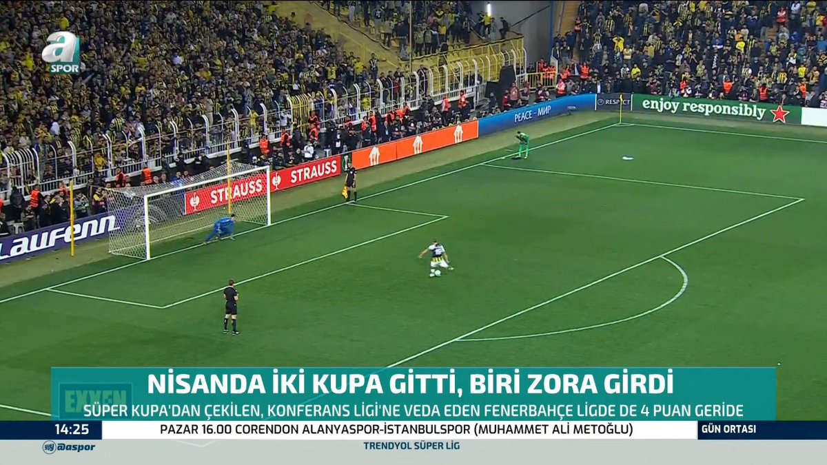 Aspor'un haber Başlığı! 🏆 NİSANDA İKİ KUPA GİTTİ, BİRİ ZORA GİRDİ! 🟡🔵 Süper Kupa'dan çekilen, Konferans Ligi'ne veda eden Fenerbahçe, Süper Lig'de de 4 puan geride.