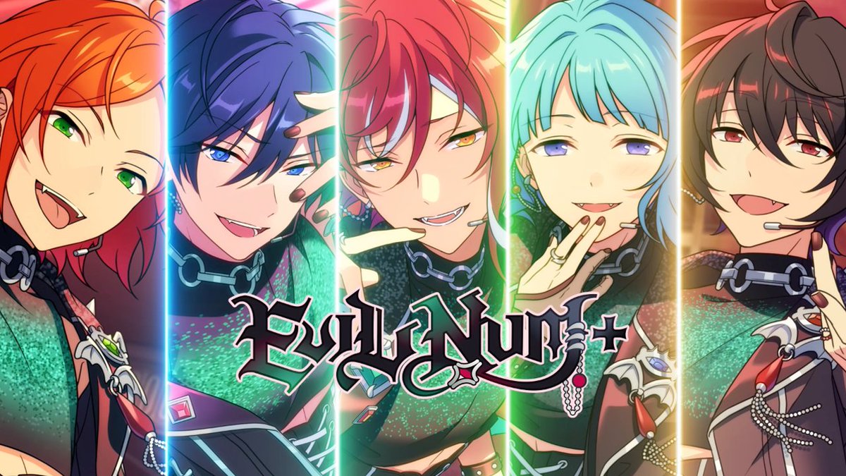【新『シャッフルイベント』】 4月30日 15時〜 『SHUFFLE×囁くイービルTELEPHONE』スタート💜 シャッフルユニット『EVIL NUM+（イービルナンバー）』のメンバーをご紹介😈 開催に先行してシャッフルイベントのPVを公開いたします📺 #あんスタ9周年生配信