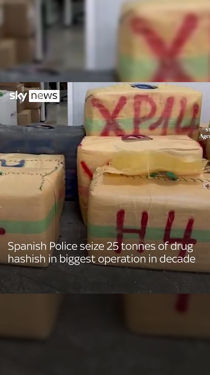 Spanish Police have seized 25 tonnes of drug hashish in the largest drug seizure via road transport since 2015. Authorities say they found the drugs in a truck en route from Morocco to France 🔗