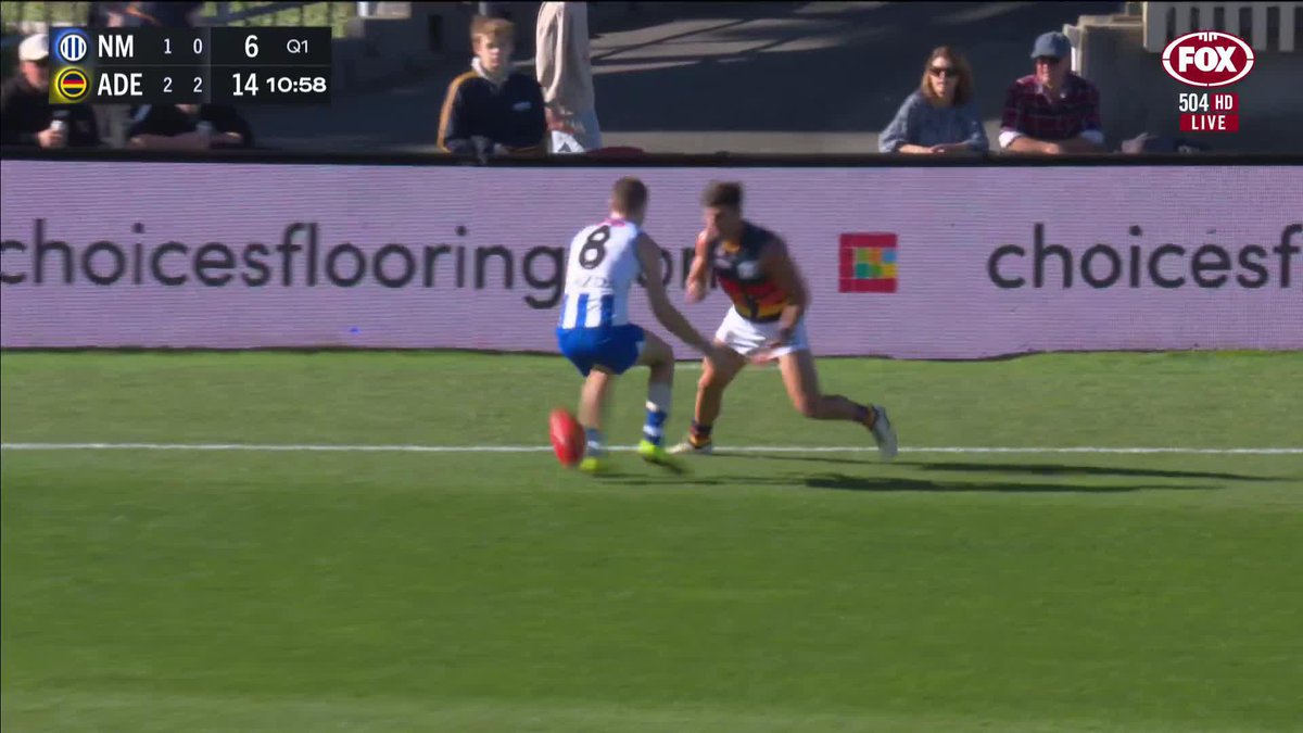 'The goal assist of the year.' Josh Rachele NUTMEGS Bailey Scott, to set up a Pedlar goal 😍 📺 Watch #AFLNorthCrows on ch. 504 or stream on Kayo: ✍️ BLOG 🔢 MATCH CENTRE