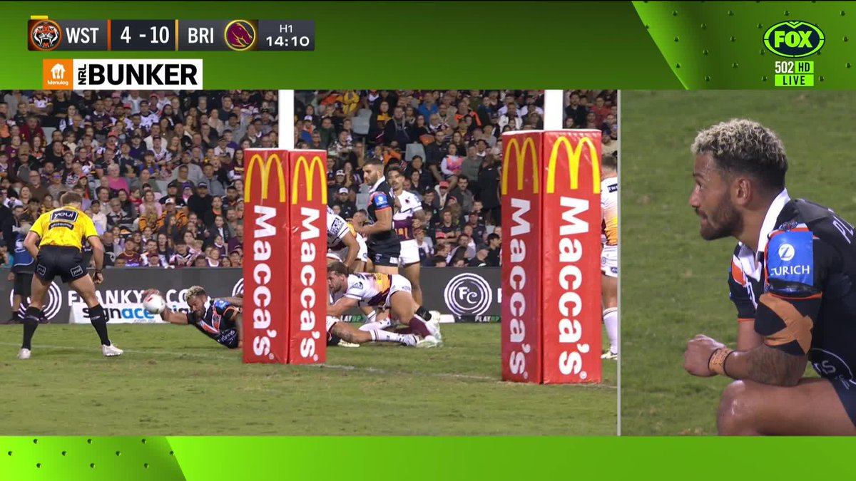 The Bunker calls in and takes this one away from Api. Was he hard done by? 📺 Watch #NRLTigersBroncos on ch.502 or stream on Kayo: ✍️ BLOG 🔢 MATCH CENTRE