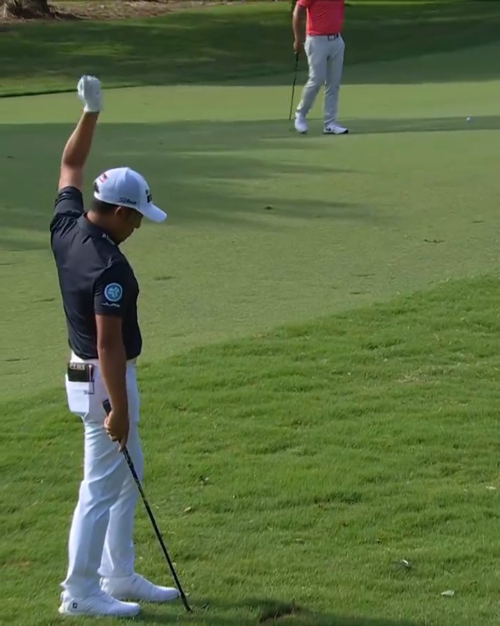Hole-out eagle to start the day 🔥 @CTPanGolf and @KevinGolfYu take the lead at 14-under Zurich Classic.