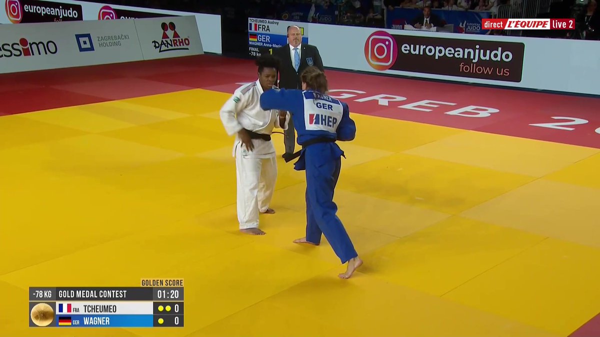Incroyable, Audrey Tcheuméo est championne d’Europe après un combat totalement fou ! 💪🇫🇷 #lequipeJUDO