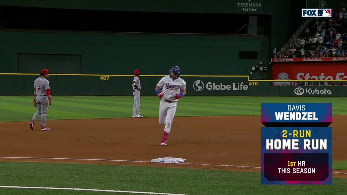 Davis Wendzel's first big league launch puts the Rangers on the board in the 9th!