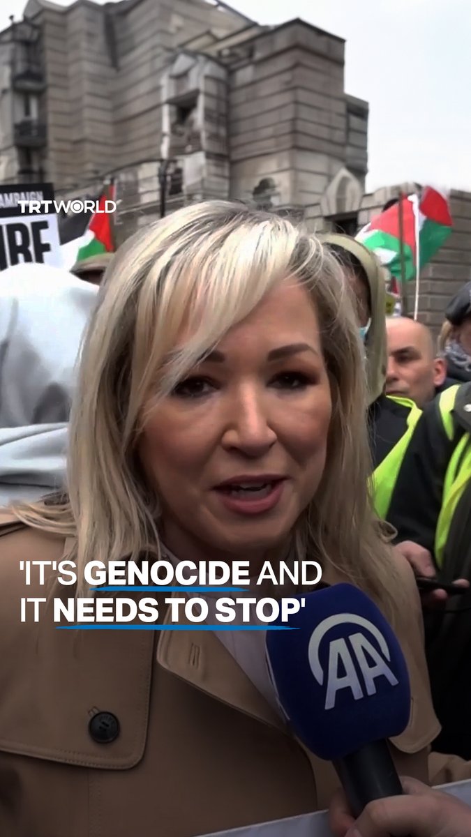 “I'm proud to be here in solidarity with the people of Palestine.” Northern Ireland's First Minister Michelle O'Neill expressed her solidarity with the Palestinians ahead of the National March for Palestine in London, saying that what is happening in Gaza is "genocide and needs to stop"