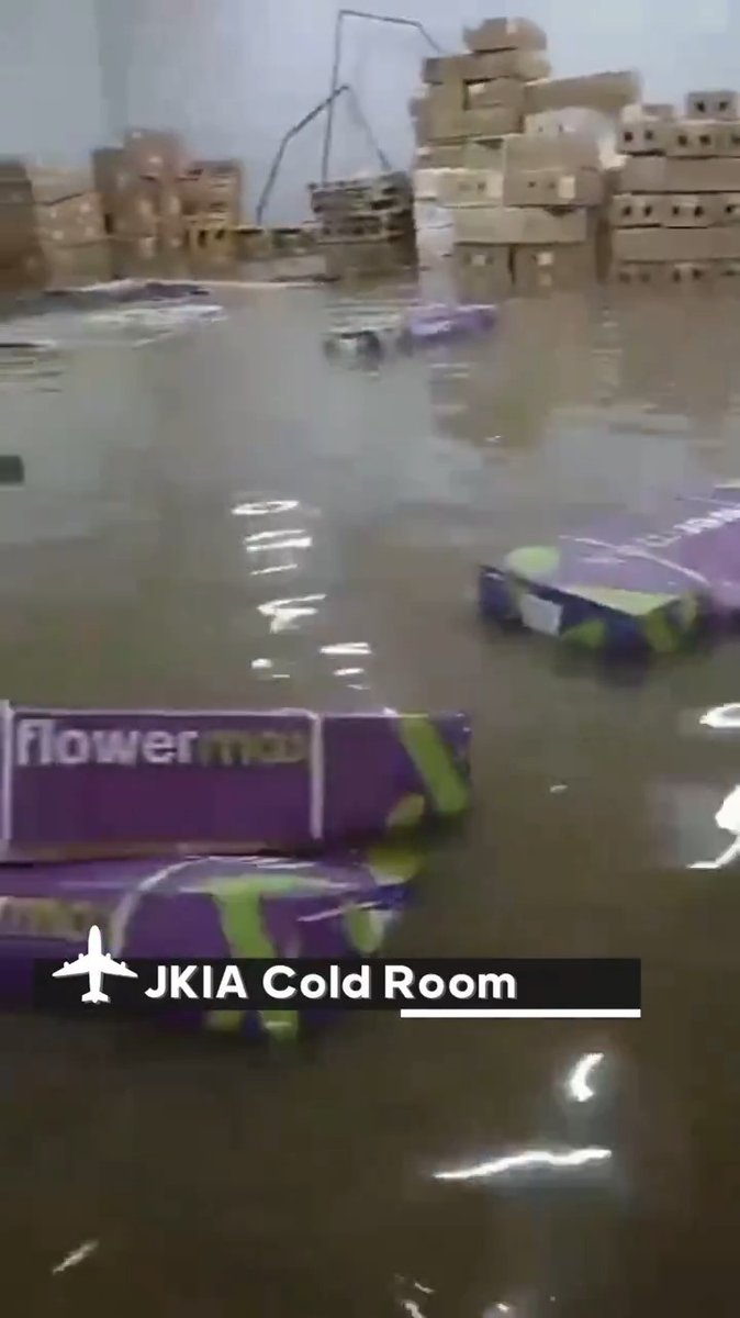 JKIA’s Cargo Section was the worst affected by yesterday’s flooding. Flowers for export in the cold storage facility were under water