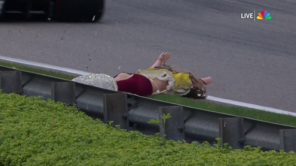 There's a mannequin that hangs from the bridge at Barber Motorsports Park. This year, it fell. 📺 : #INDYCAR | NBC and Peacock