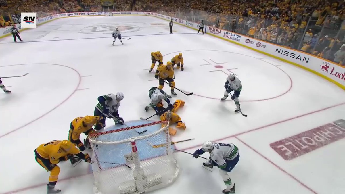 BOESER HAT TRICK‼️ Brock Boeser (Brock Boeser) nets all three goals in regulation for the Vancouver Canucks, including the game-tying tally late in the third to force overtime! #StanleyCup Hat Trick Challenge presented by AstraZenecaUS