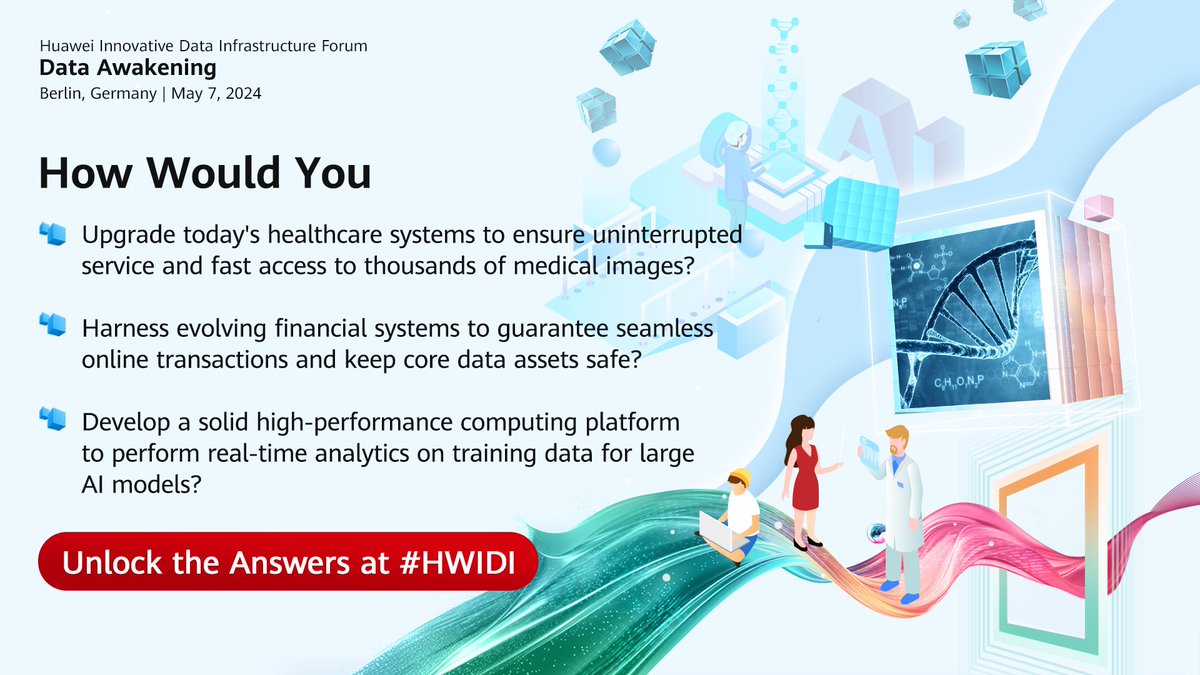 At Huawei IDI Forum 2024, held in Berlin on May 7, unlock answers to the pressing questions listed below and learn how to upgrade #healthcare systems, secure #financialtransactions, and power real-time #dataanalytics: #HWIDI #DataAwakening #HuaweiStorage