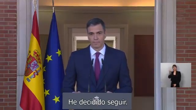 He decidido seguir, con más fuerza si cabe, al frente de la Presidencia del Gobierno de España. Asumo mi compromiso de trabajar sin descanso, con firmeza y serenidad, por la regeneración de nuestra democracia y por el avance en derechos y libertades. Esta decisión no supone un punto y seguido. Es un punto y aparte. Os lo garantizo.