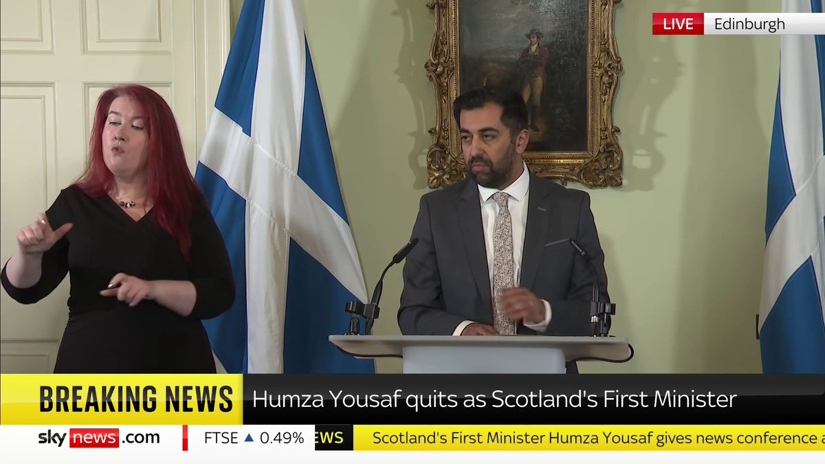 BREAKING: Humza Yousaf has said he will resign as SNP leader and Scotland's first minister. 🔗 📺 Sky 501, Virgin 602, Freeview 233 and YouTube