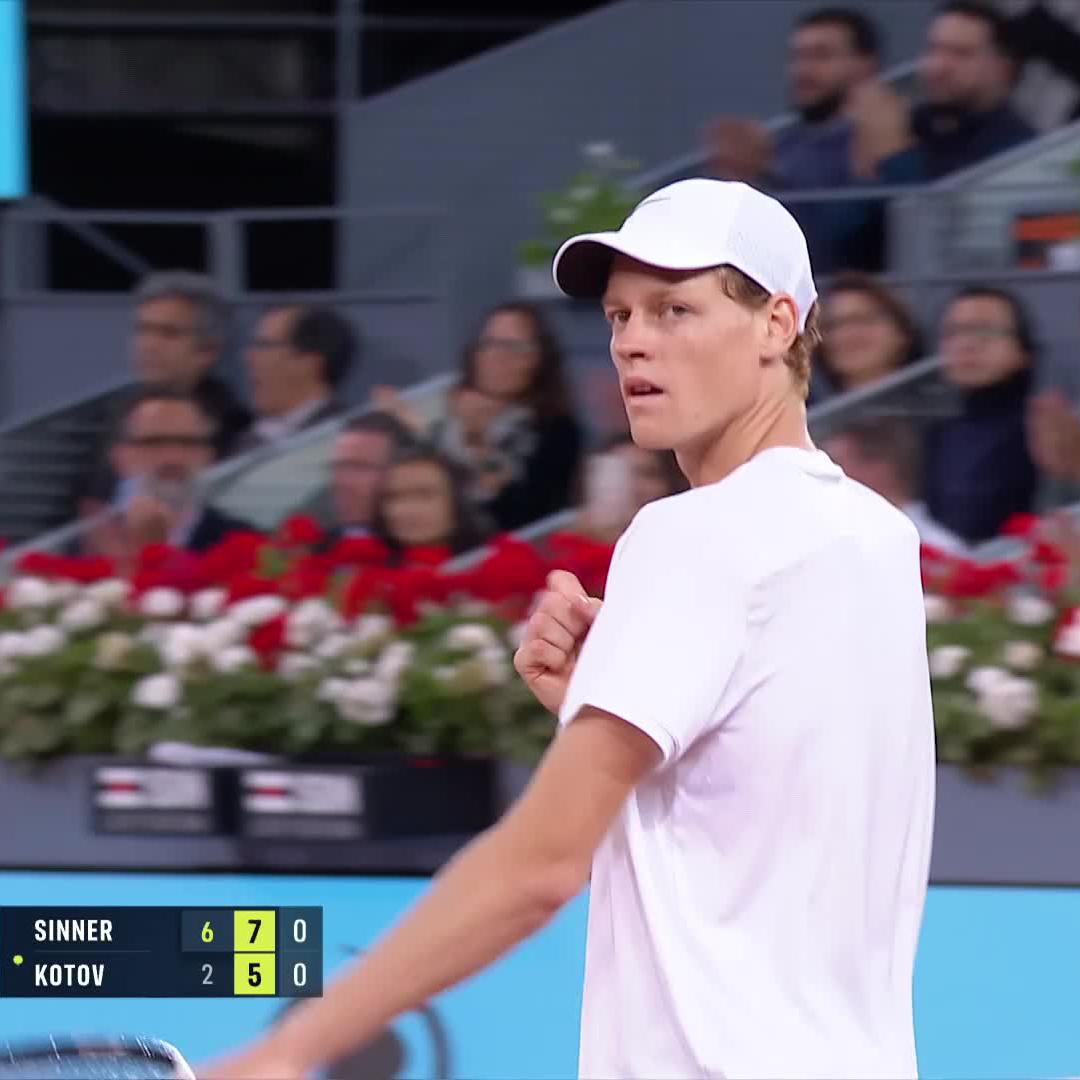 🎶 I’m working late, cause I’m a Sinner 🎶 Jannik Sinner comes from 3-5 in the second set to defeat Kotov 6-2 7-5 in Madrid! #MMOpen