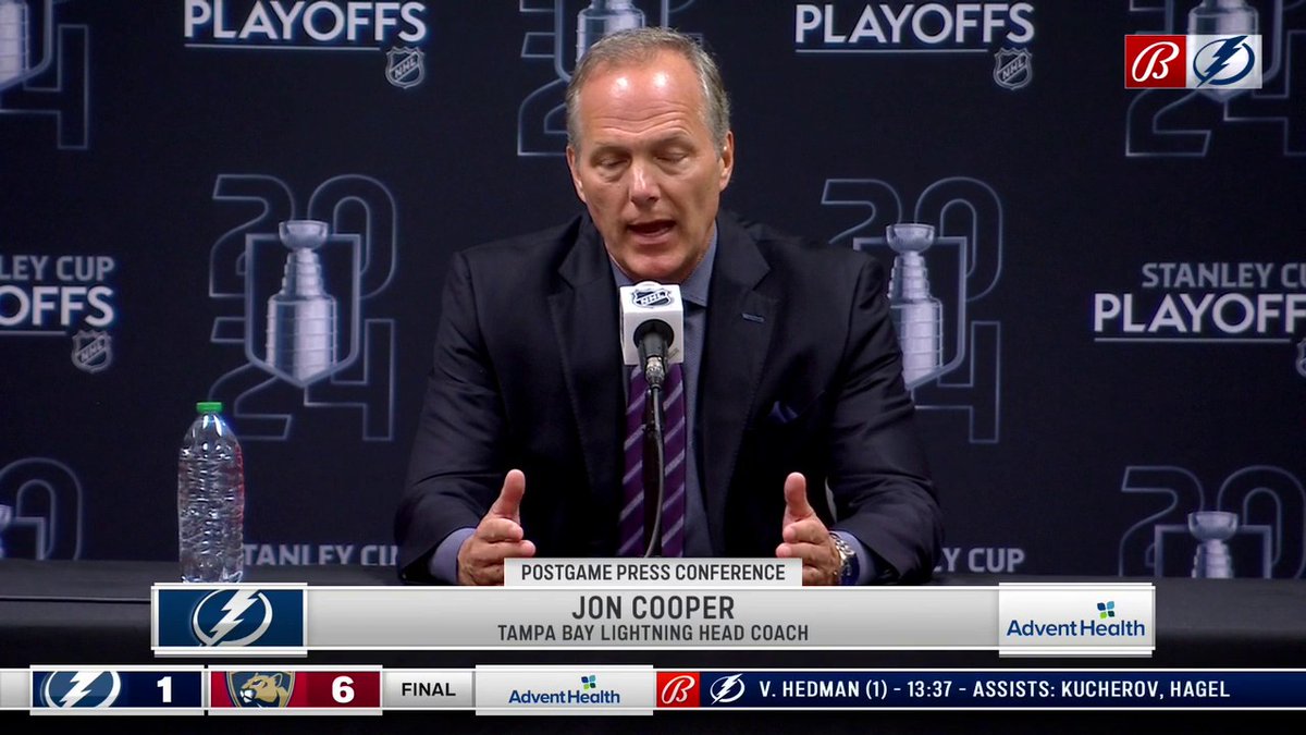 "We might has well put skirts on them then... I think we're letting the goalies off the hook." Lightning coach Jon Cooper weighs in with his perspective on the two disallowed goals tonight and the impact those decisions had on the game.