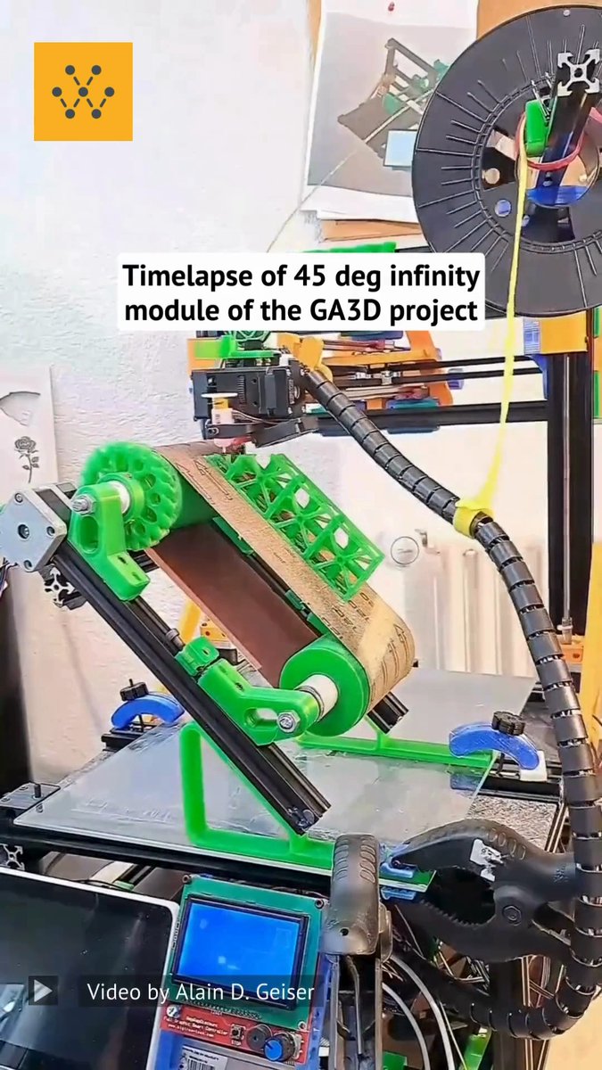Mesmerizing 45-degree infinity module of the GA3D project in action. The GA3D Project is a “side-project” done for the passion around the theme of RepRap 3D printer, attempting to extend the RepRap / DIY spirit to other processes and fields. Video Credit: Alain D. Geiser