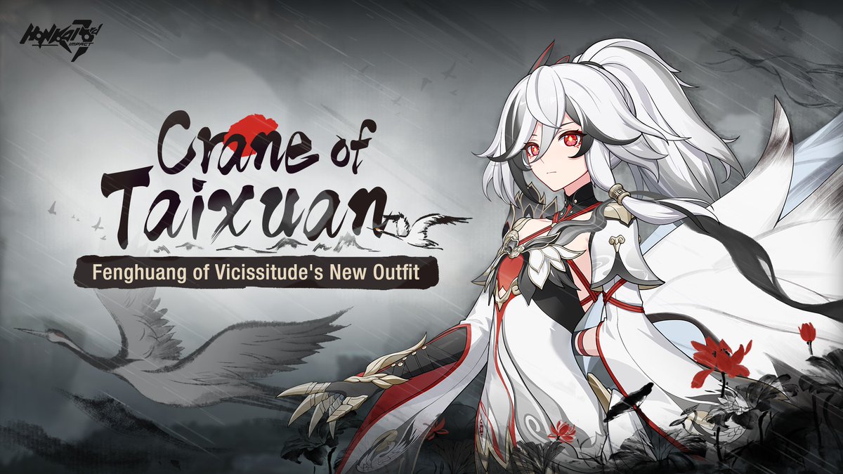 Fenghuang of Vicissitude's outfit Crane of Taixuan coming soon! The crane soars above the heavens, high above the lofty peaks of Taixuan. Gathering together in the forest, we contemplate the vicissitudes of life. Watch>> #HonkaiImpact3rd #FuHua