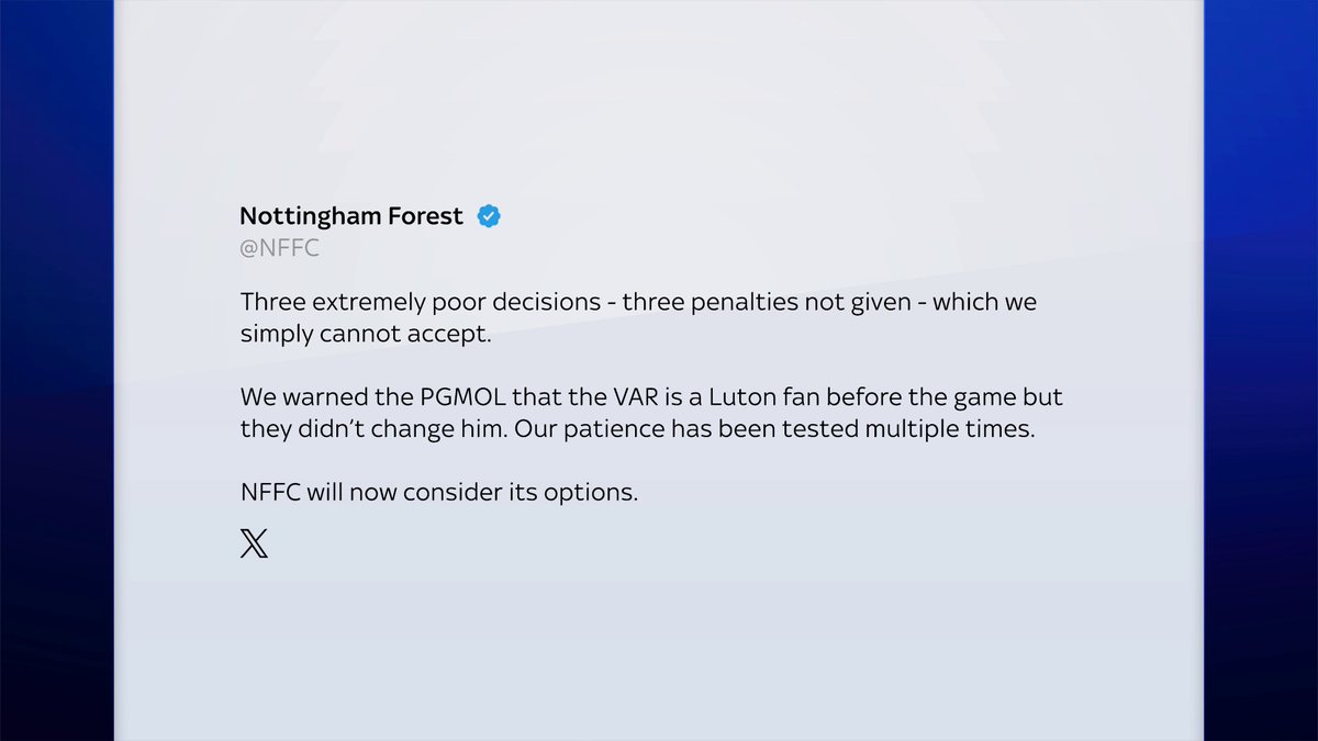 "I fully expect them to be charged and punished." Rob Dorsett dissects the decision not to award Nottingham Forest a penalty against Everton and the consequences for Forest for their statement.