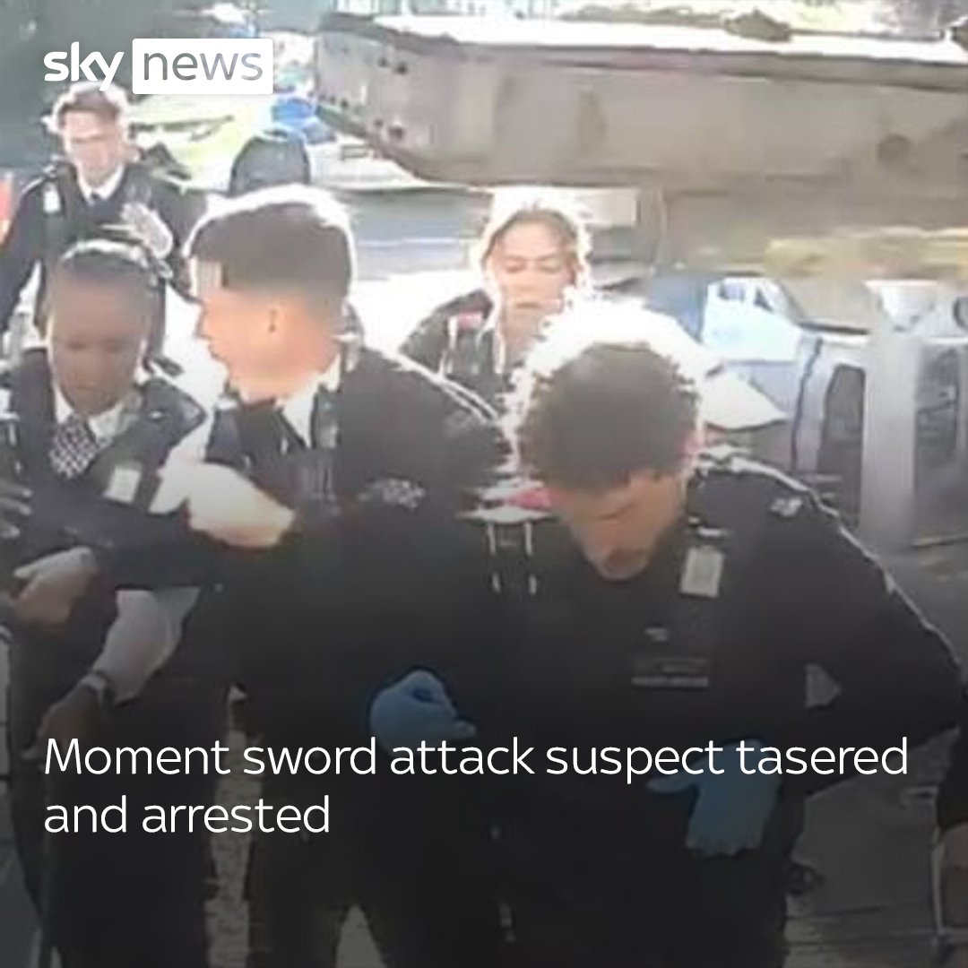 Dramatic footage shows the moment police tasered and arrested a 36-year-old man after a stabbing attack in northeast London. A 14-year-old has died and a further four people are in hospital following the attack.