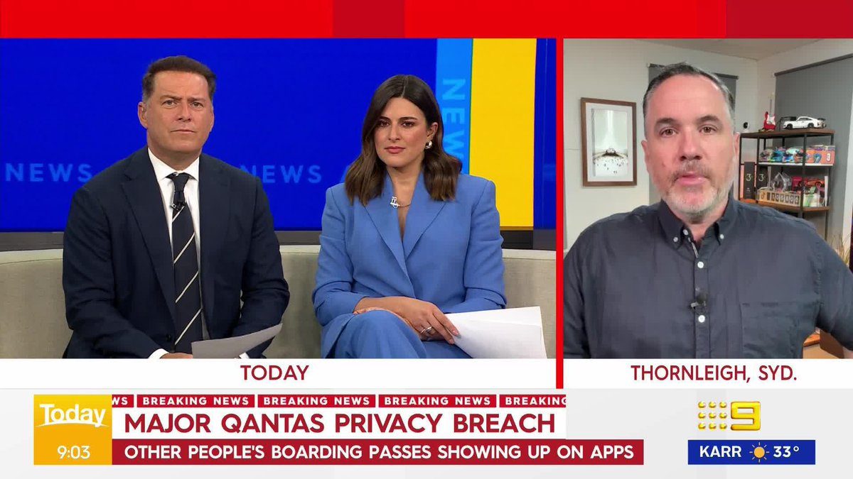 #BREAKING: There is a major privacy breach at Qantas happening right now. Members are reporting that other people's boarding passes and information are showing up on their Qantas apps. #9News