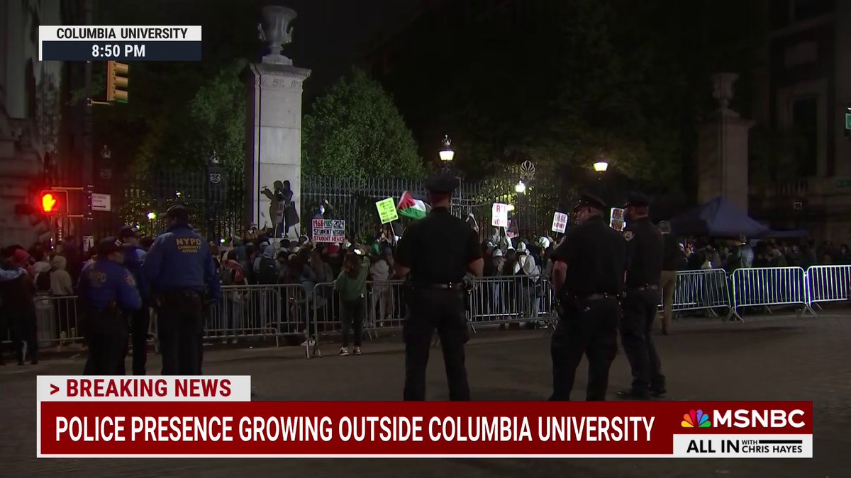 NYPD officers are expected to enter Columbia University imminently, according to NBC News.