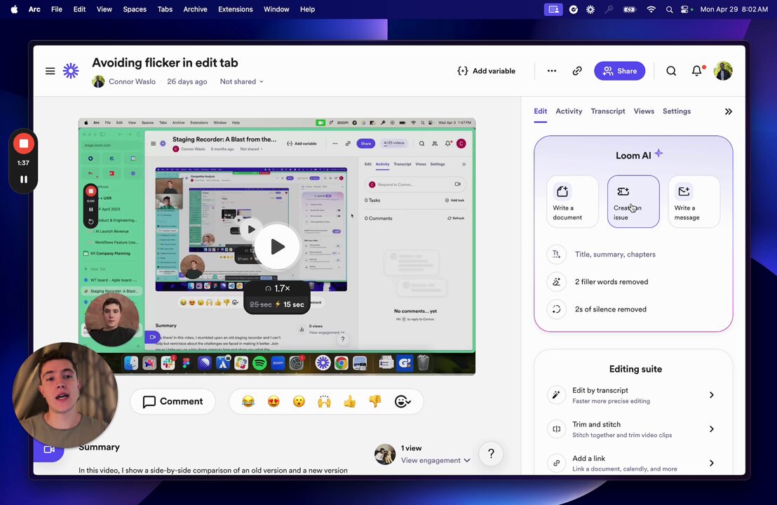 Today we are shipping AI workflows Loom. Once you're done recording, immediately create a Atlassian Jira or Linear ticket, description doc, step-by-step SOP, GitHub PR, and more! 🚀 This is another step on our journey of taking you directly from speaking/saying back to your work. 💪🏾