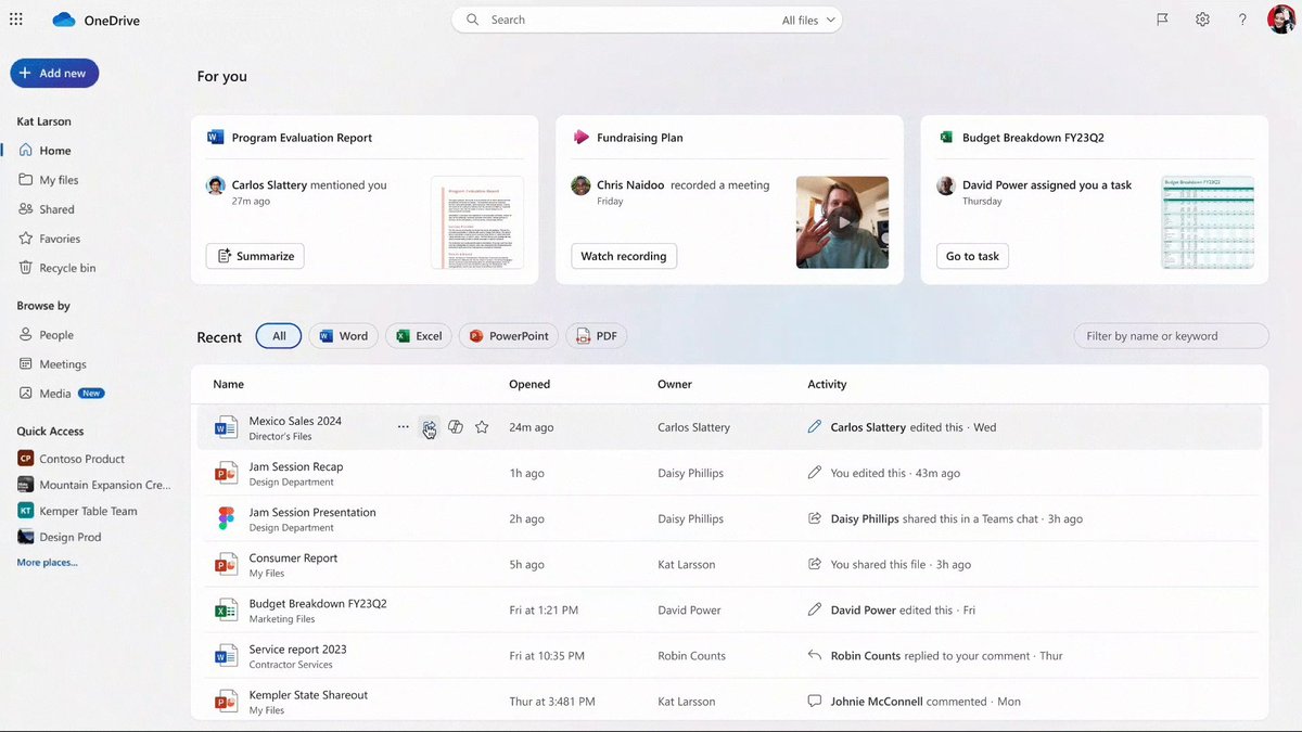 From quick document summaries and advanced search capabilities to new media views and branded external file requests, OneDrive has plenty of new features to make your file interactions smooth, fast, and on-brand.