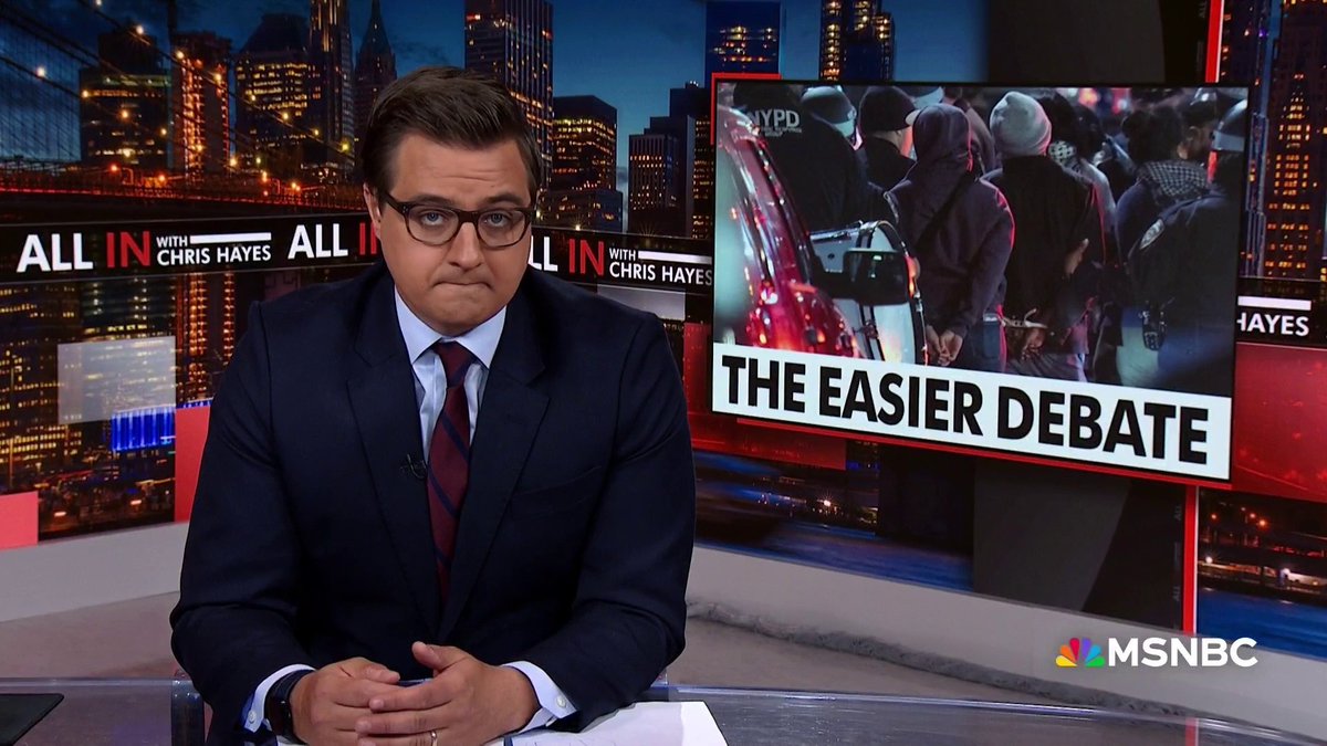 WATCH-- Chris Hayes: It's easier to argue about what college kids are doing than to confront the human misery and destruction that's happening in the actual conflict which is, of course, the source of these protests.