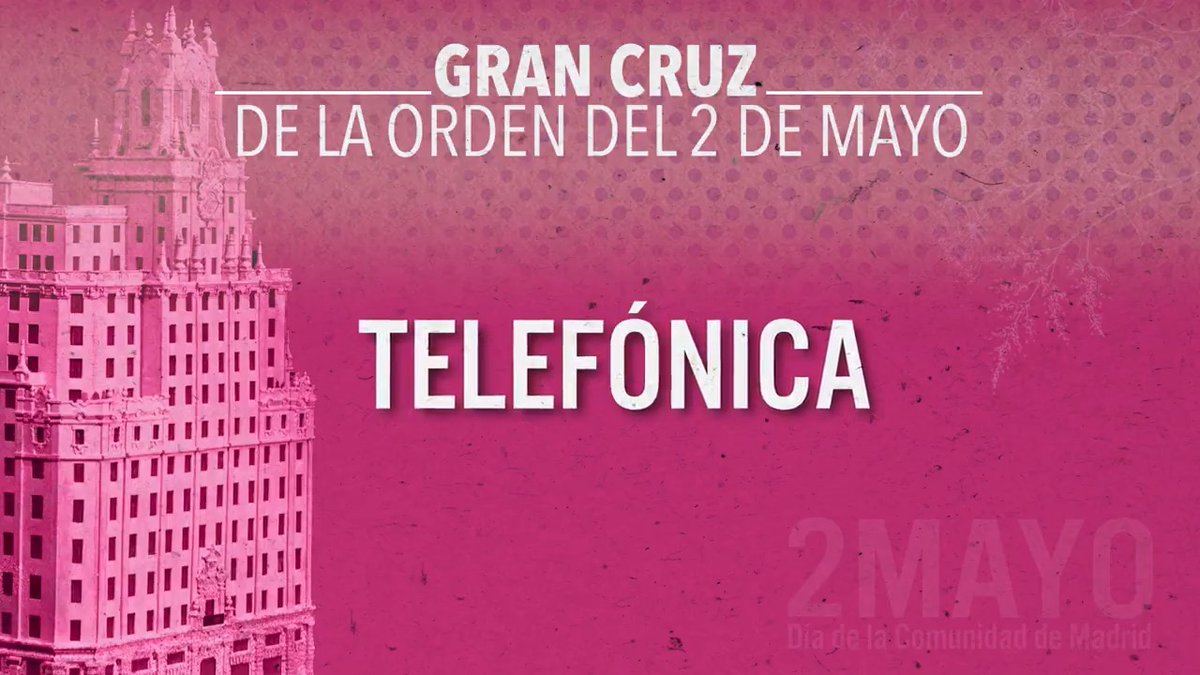 🎖️ La Comunidad de Madrid concede la Gran Cruz de la Orden del #2deMayo a Telefónica. 📲 Por sus 100 años como referente de la telefonía fija y móvil en España y su constante transformación tecnológica. #2deMayo