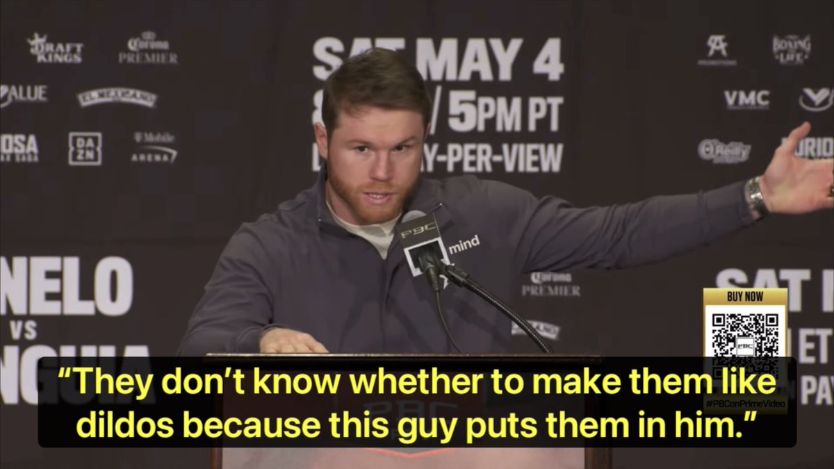 ‼️ Canelo Alvarez's Spanish rant against Oscar De La Hoya at the Jaime Munguia fight press conference translated into English subtitles, including the sexual insult Canelo aimed at De La Hoya relating to the 'kitchen utensils' story from 2018… [🎥 @PremierBoxing]