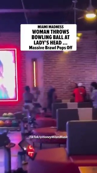 A massive brawl at a bowling alley in Miami erupted this week -- and things got brutal. 😣 Watch the full video here: (🎥: TikTok/HoneyMilanMusic)