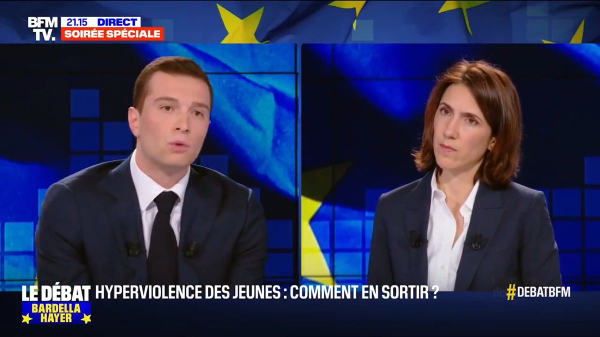 Madame Hayer nous explique qu'elle va limiter les attaques au couteau - 120 attaques au couteau par jour en France -, en dédoublant les classes dans les écoles... #débatBFMTV