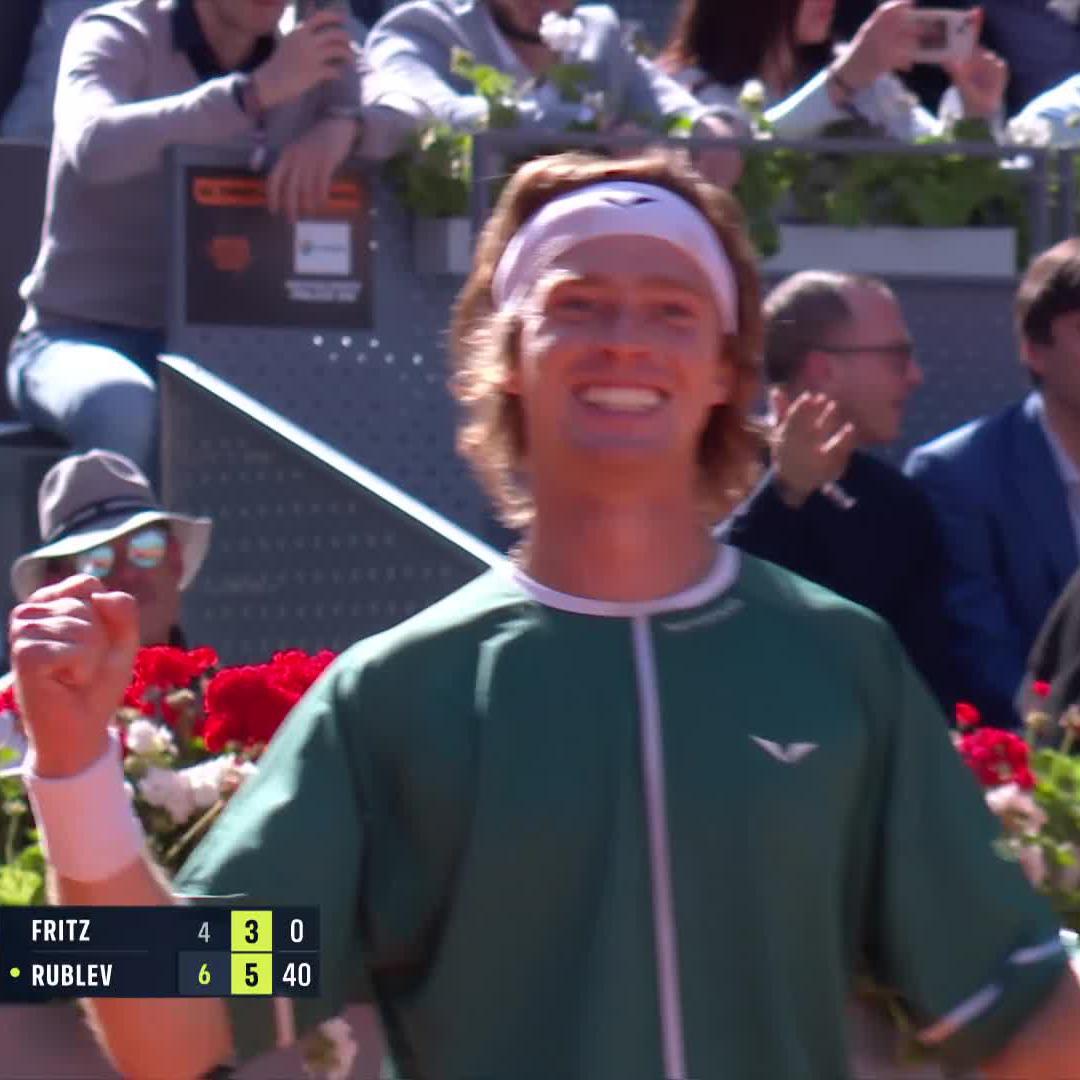 Give Me Five (Masters 1000 finals) ๐๏ธ Andrey Rublev defeats Fritz 6-4 6-3 to reach #MMOpen Championship Sunday!