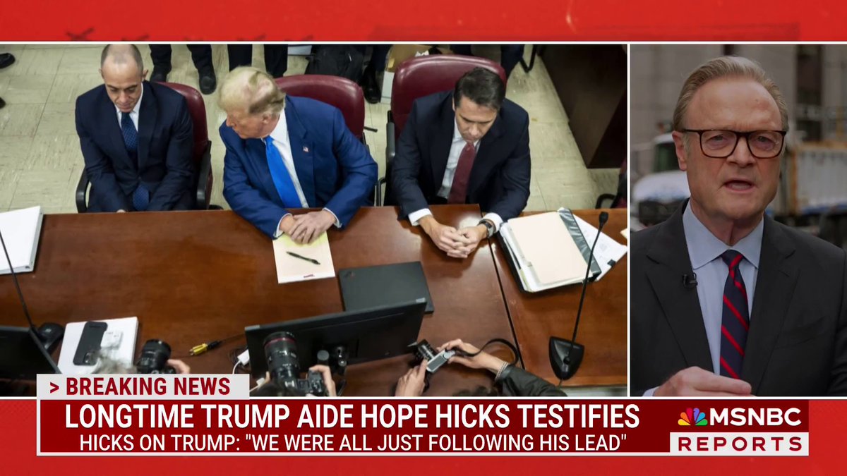 "Hope Hicks very deliberately avoided any regard at Donald Trump. Any look at him" WATCH: Lawrence O'Donnell describes the interaction between Trump and Hicks inside the court room.