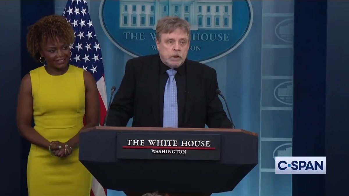 .Mark Hamill brings The Force to today's White House press briefing, calling President Biden "Joe-bi Wan Kenobi"