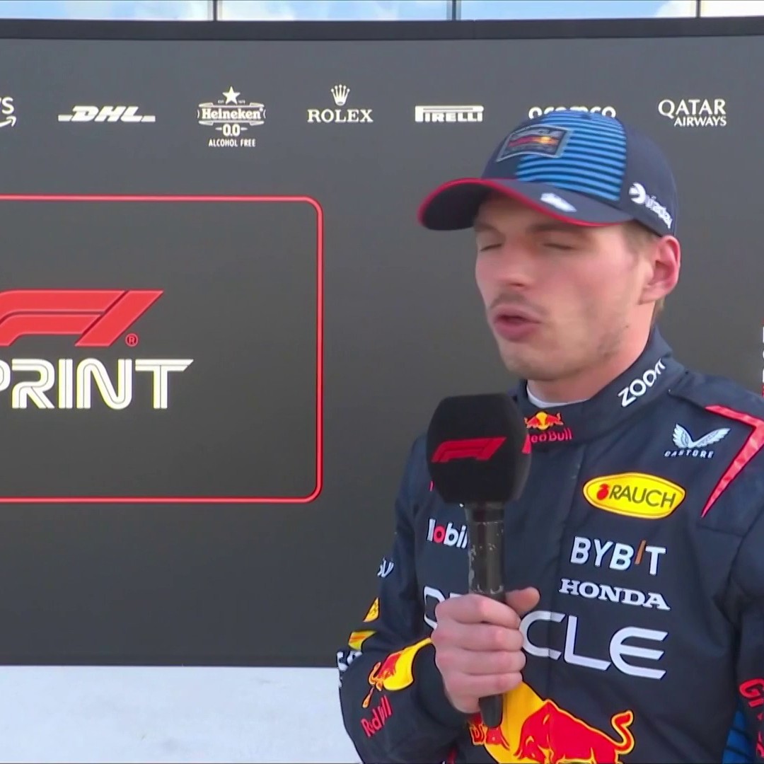 "It felt pretty terrible!" 🤷‍♂️ A surprised Max Verstappen reacts to grabbing sprint pole 😅