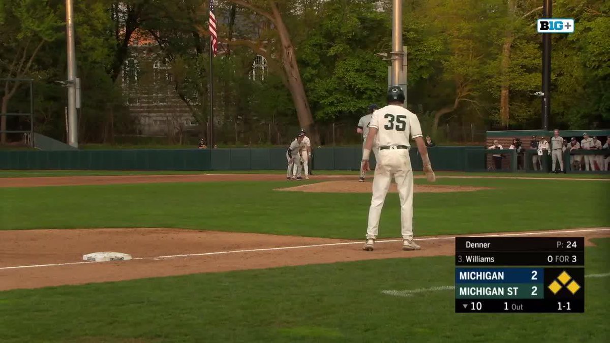 WALK-OFF VICTORY FOR MSU!!!!!!! Nick Williams with the walk-off RBI sac fly to plate Randy Seymour in the bottom of the 10th!! Final score from McLane Stadium at Kobs Field: Michigan State 3, Michigan 2 High fives, handshakes and hugs alllllllll around!!!! #VictoryForMSU
