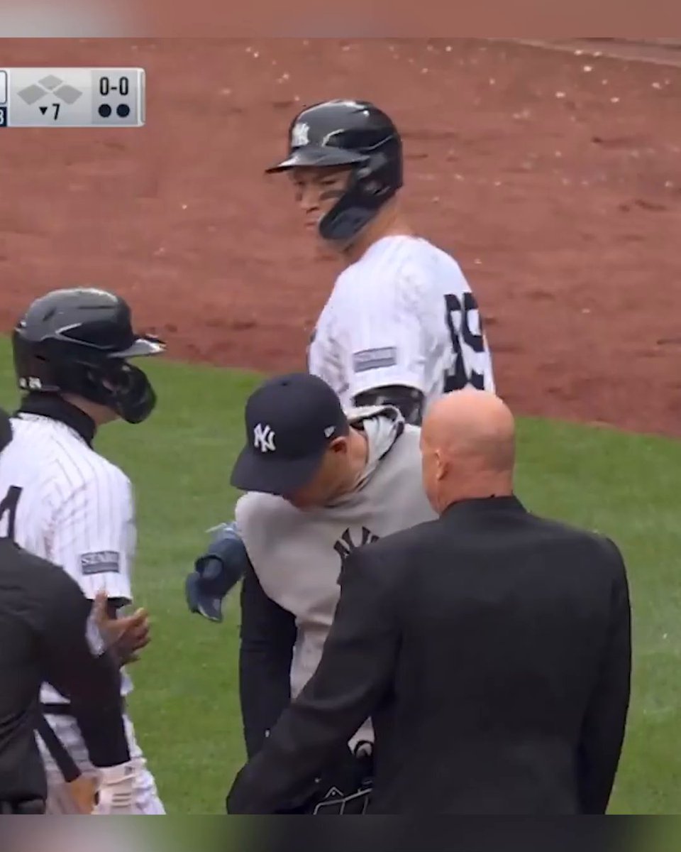 Aaron Judge was ejected for the first time in his career after exchanging words with the umpire after a third strike call. (via YES Network, MLB)