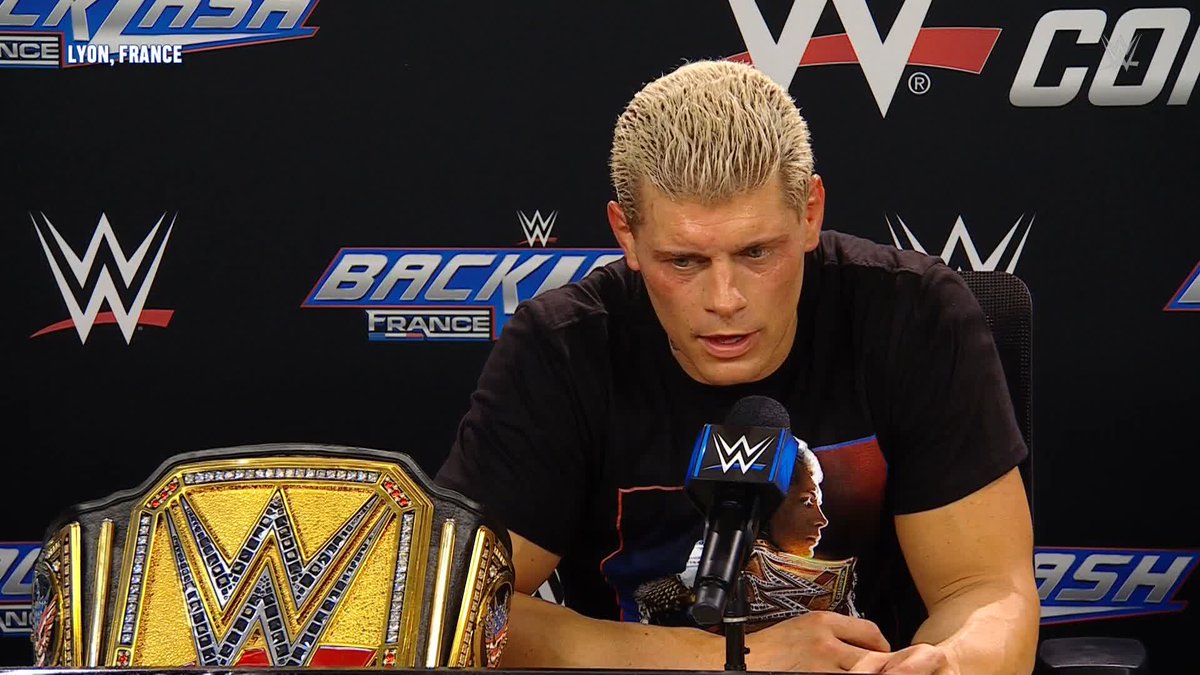 The American Nightmare has flowers to give in an emotional response at the #WWEBacklash Press Conference.