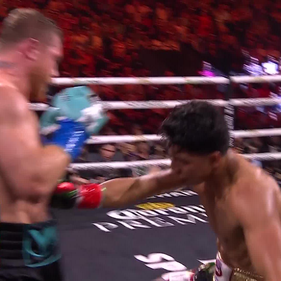 Knocked down for the first time! Canelo Alvarez scores the knockdown in the 4th round. #CaneloMunguia | NOW | Live on DAZN: Click link in bio to buy
