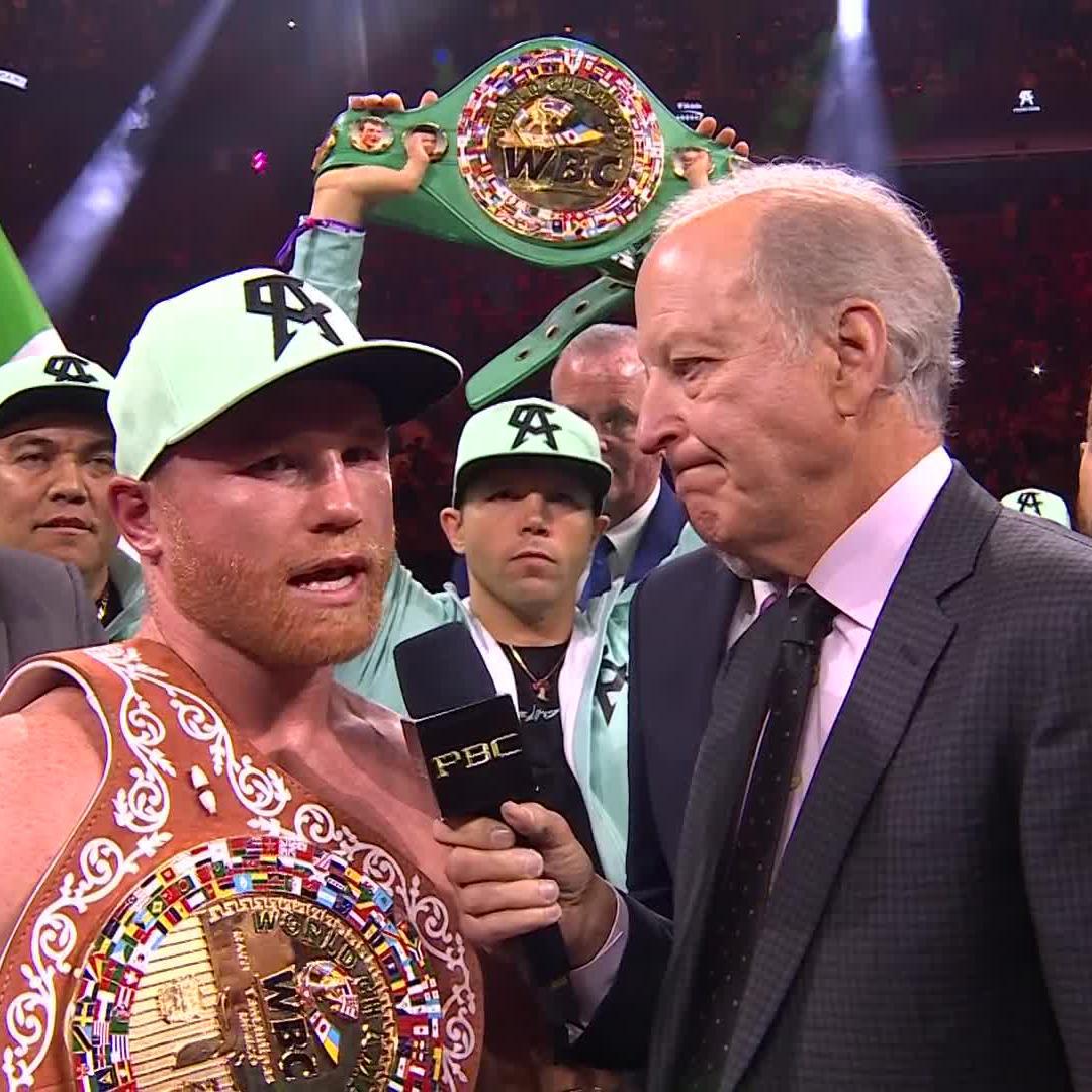 Nothing but respect 🇲🇽 Canelo Alvarez speaks on Jaime Munguia after getting the win. #CaneloMunguia