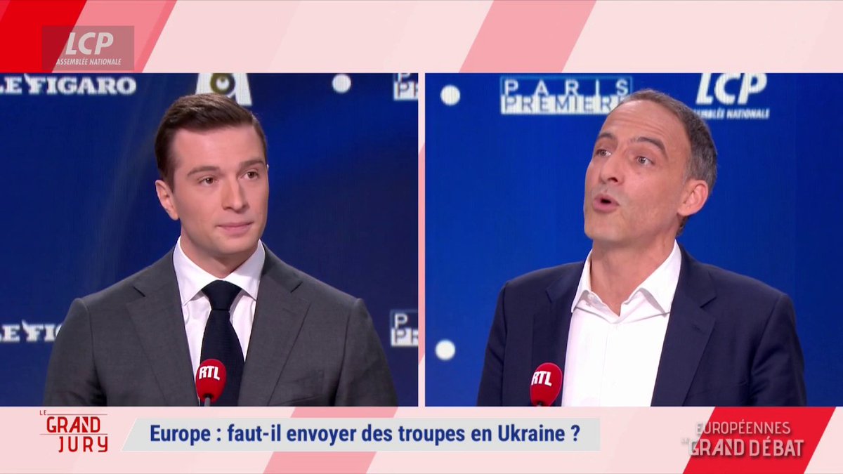 Ukraine : "J'étais du côté de ceux qui résistaient à Vladimir Poutine sur la place Maïdan [à Kiev] pendant que votre parti célébrait l'annexion de la Crimée et l'occupation du Donbass" lance Raphael Glucksmann. #Européennes2024