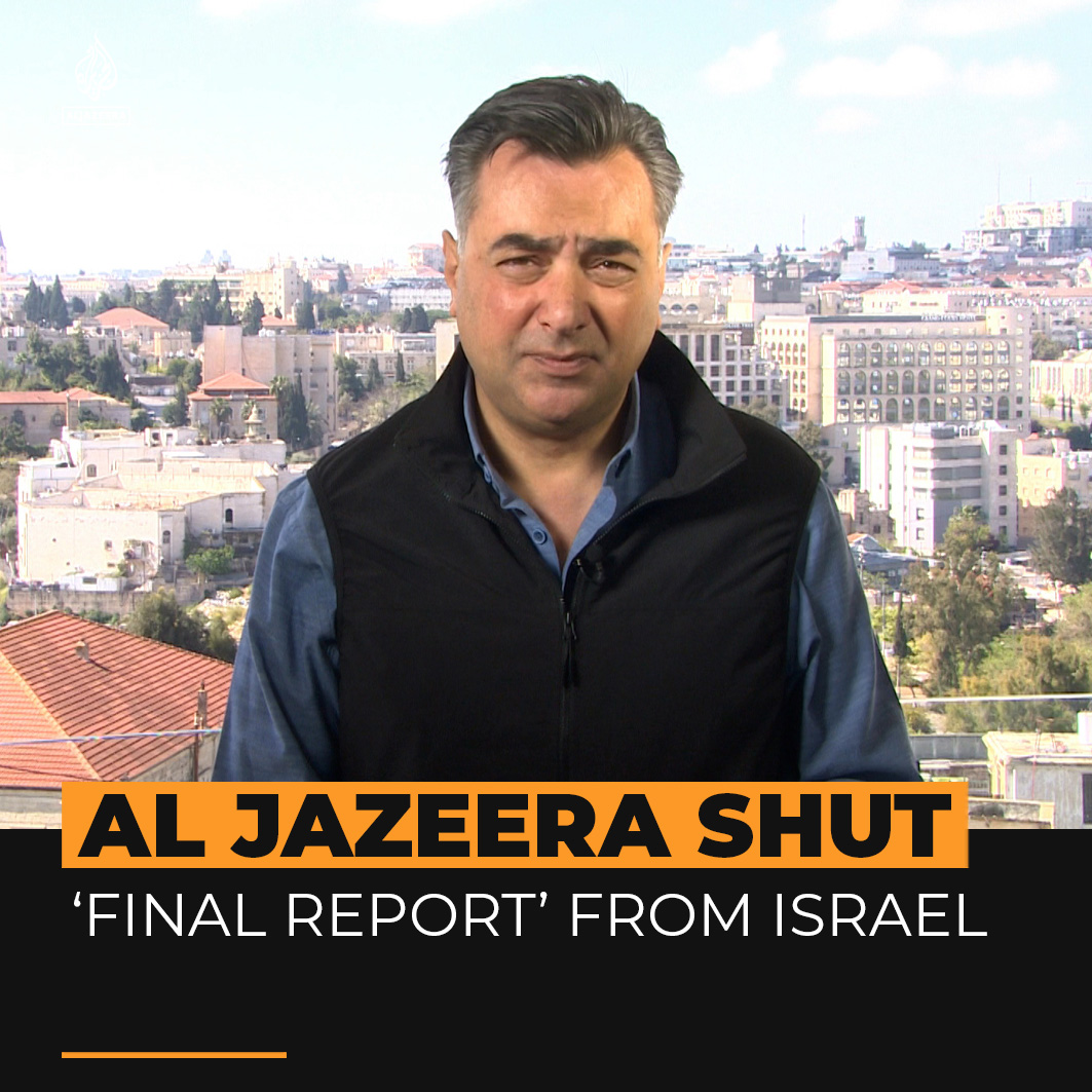 "If you’re watching this... then Al Jazeera has been banned in Israel." Al Jazeera's Imran Khan recorded his last report from occupied East Jerusalem, pre-empting the Netanyahu gov't’s unanimous decision to close Al Jazeera in Israel ⤵️